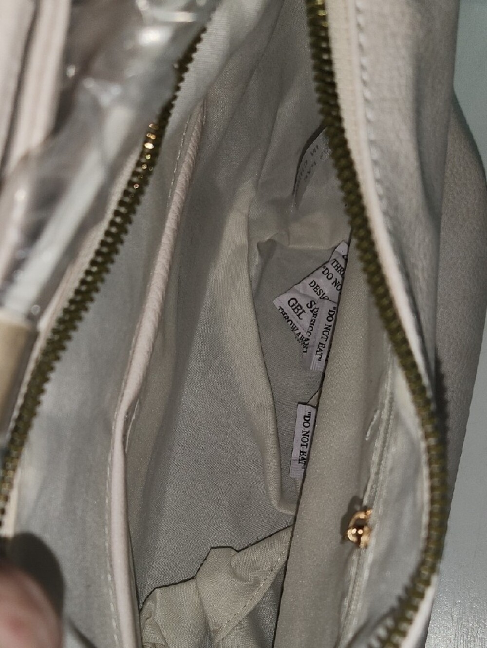Perforated Light Cream Crossbody Bag with Top Zip - Picture 5 of 6